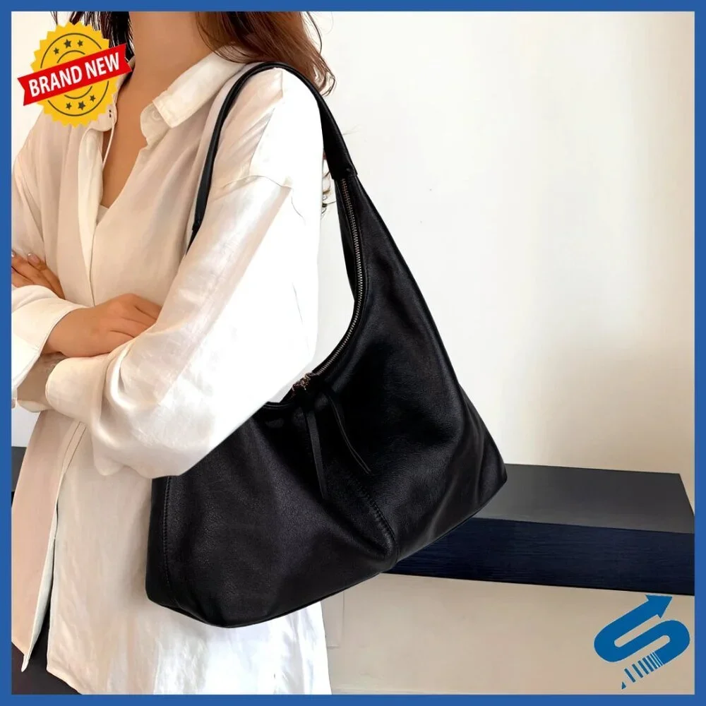 Leather Slouchy Hobo Tote Bag Ultra Soft Lightweight Work Travel Shoulder Purse